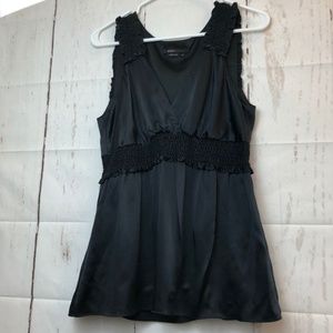 BCBG Max Azria Black Silk Smock Tank Top Sz M EUC